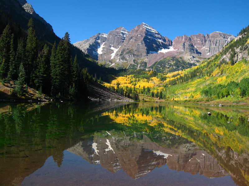 The Maroon Bells Reflected In Mountain Lake  - September 24th 2008