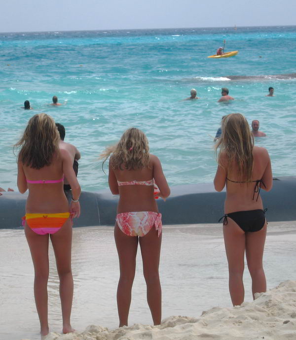 Girls In Bikinis On Playa Del Carmen Beach